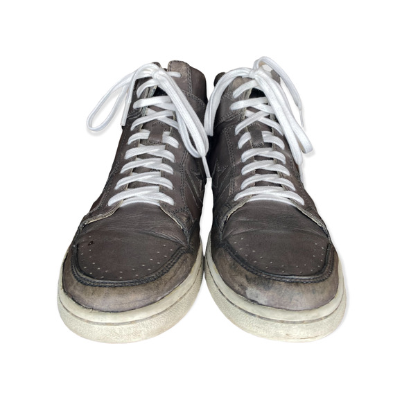 John Varvatos x Converse Distressed Leather Mid Weapon High Top Sneakers - Picture 2 of 16